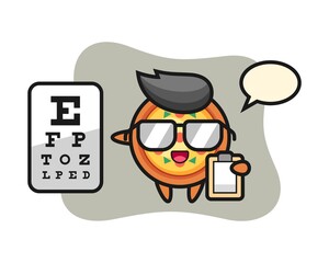 Illustration of pizza mascot as a ophthalmology