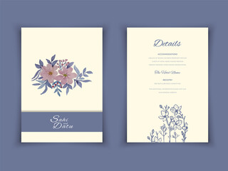 Fototapeta na wymiar Watercolor wedding invitation flowers