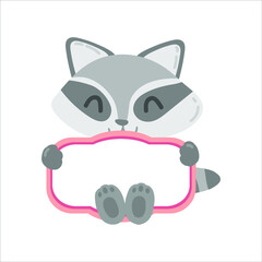  racoon with nameplate on the white background