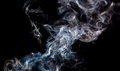 Smoke isolated on black background.