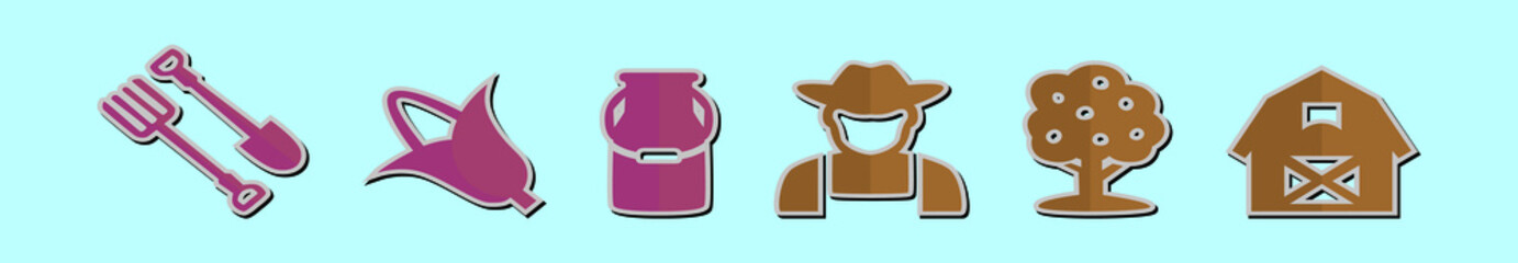 set of peasant and tools cartoon icon design template with various models. vector illustration isolated on blue background