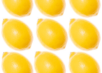 Yellow lemons on a white background.