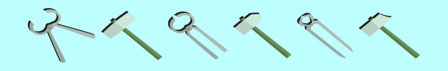 set of sledge hammer cartoon icon design template with various models. vector illustration isolated on blue background