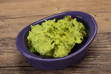 Avocado guacamole sauce with chili pepper
