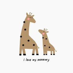 Mother's Day vector cards. Cute mom and baby  cards
