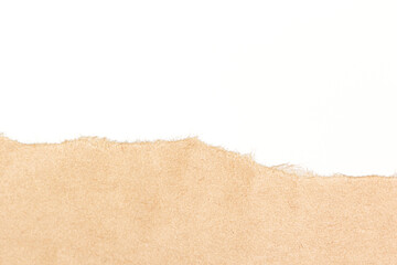 Ripped brown recycled paper isolated on white background