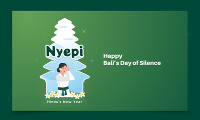 Fototapeta premium A woman pray to celebrate of Bali's silence day
