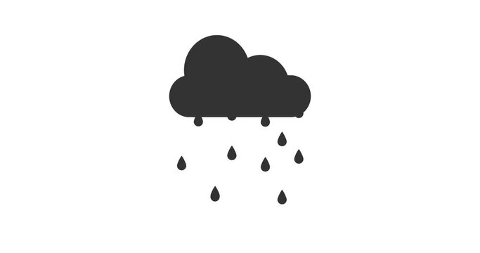 Rain, cloud, raindrops falling, animation. 4K.