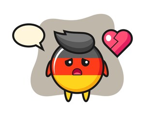 Germany flag badge cartoon illustration is broken heart