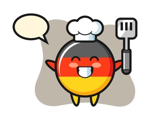 Germany flag badge character illustration as a chef is cooking