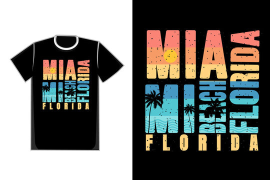 T-shirt typography miami beach florida sunset style retro