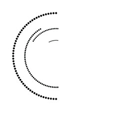 Halftone dots in half circle form. round logo . vector dotted frame . design element