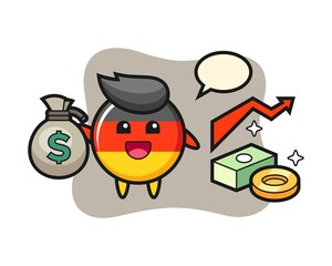 Germany flag badge illustration cartoon holding money sack