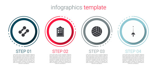Set Dumbbell, Sport training program, Volleyball ball and Fencing. Business infographic template. Vector.