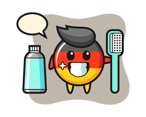Mascot illustration of germany flag badge with a toothbrush