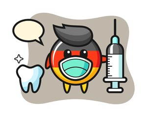 Mascot character of germany flag badge as a dentist
