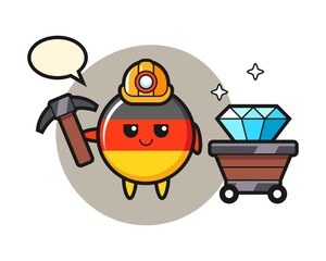 Character illustration of germany flag badge as a miner