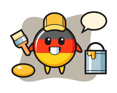 Character illustration of germany flag badge as a painter