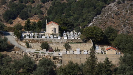 Fototapeta na wymiar Cemetery in the village Lappa near Georgioupoli on Crete in Greece, Europe 