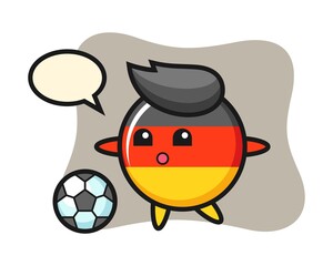Illustration of germany flag badge cartoon is playing soccer