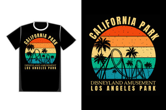 T-shirt silhouette park amusement california retro style