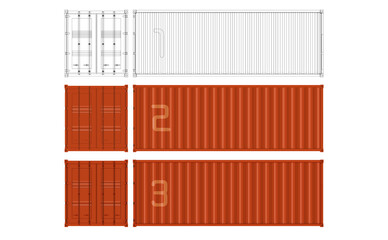 Vector illustration of  high detailed cargo containers.  line artwork.