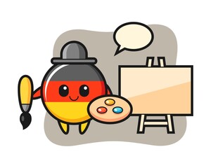 Illustration of germany flag badge mascot as a painter