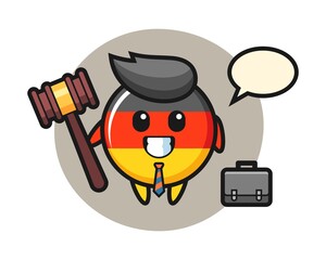 Illustration of germany flag badge mascot as a lawyer