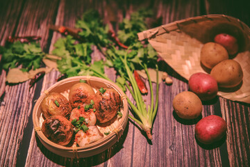 Chinese food, potatoes