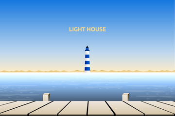 Light house with night sky and sea landscape	