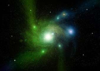 galaxy in a free space. 3D rendering