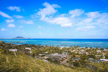 Fototapeta na wymiar Ocean view Lanikai Kailua Oahu island Hawaii | Nature Sea Landscape Travel