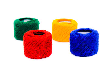 A picture of thread spools isolated on white background