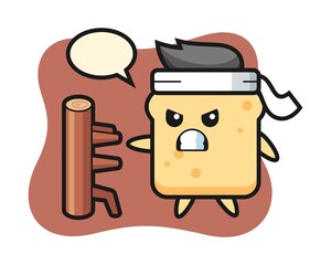 Bread cartoon illustration as a karate fighter