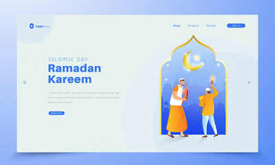 Ramadan Kareem greetings with night activities of wake up for Sahur illustration
