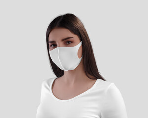 Mockup of white mudicine protective face mask