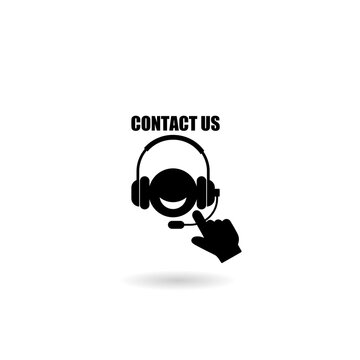 Simple contact us icon with shadow