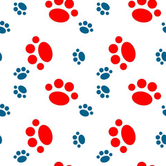 Vector seamless pattern with cat footprints. Can be used for wallpaper, web page background, surface textures.