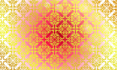 Hintergrund Vorlage Template Muster Struktur floral Ornament in Gold glänzend auf rot rosa irisierend Mitte dunkler Schönheit Tapete barock rokkoko Jugendstil victorianisch Karo Raute edel Stoff