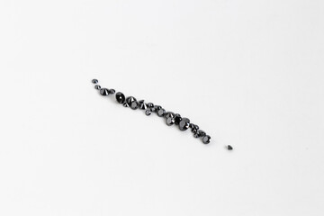 Line of Treated Black Diamonds,. Brilliant Cut Gemstones. Faceted