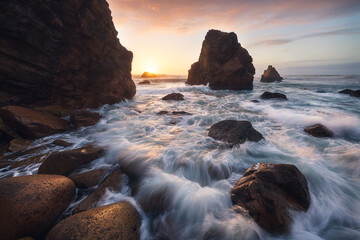 Sunset magic. Praia da Ursa (Ursa beach), Sintra, Portugal