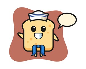 Character illustration of bread as a sailor man