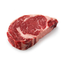 Close-up view of fresh raw Ribeye Steak Lip On Ribs cut in isolated white background