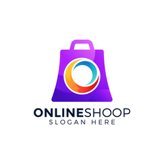 online shop logo design vector illustration