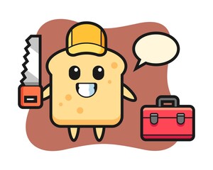 Illustration of bread character as a woodworker