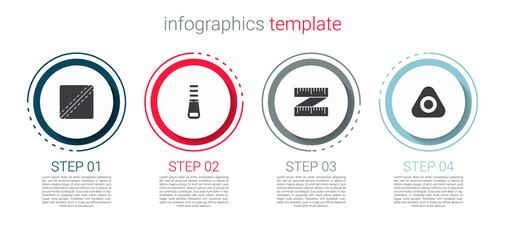Set Sewing Pattern, Zipper, Tape measure and chalk. Business infographic template. Vector.