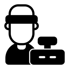 Cashier icon with glyph style. Suitable for website design, logo, app and UI.