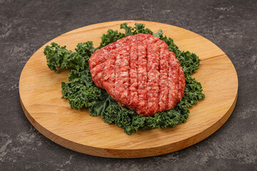 Raw beef burger cutlet for cooking