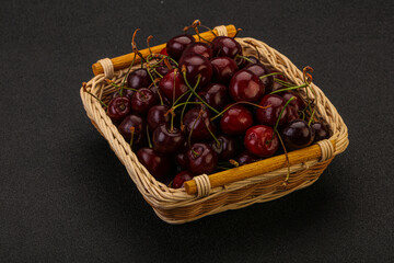 Sweet cherry in the basket