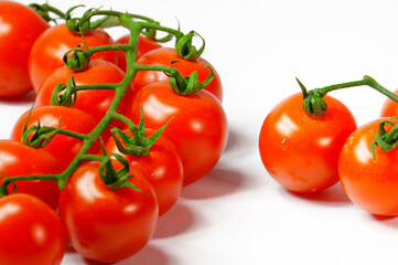 Tomatoes on a white background